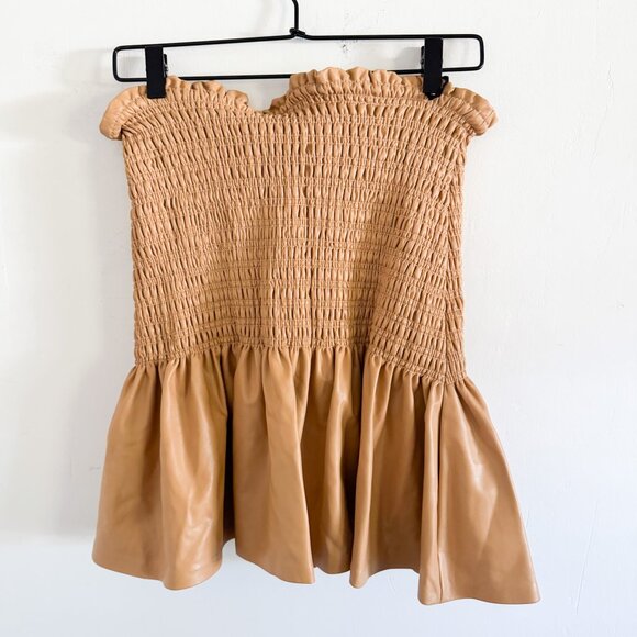 NEW A.L.C. Tan Jenny Faux Leather Mini Skirt 0 - Picture 6 of 6